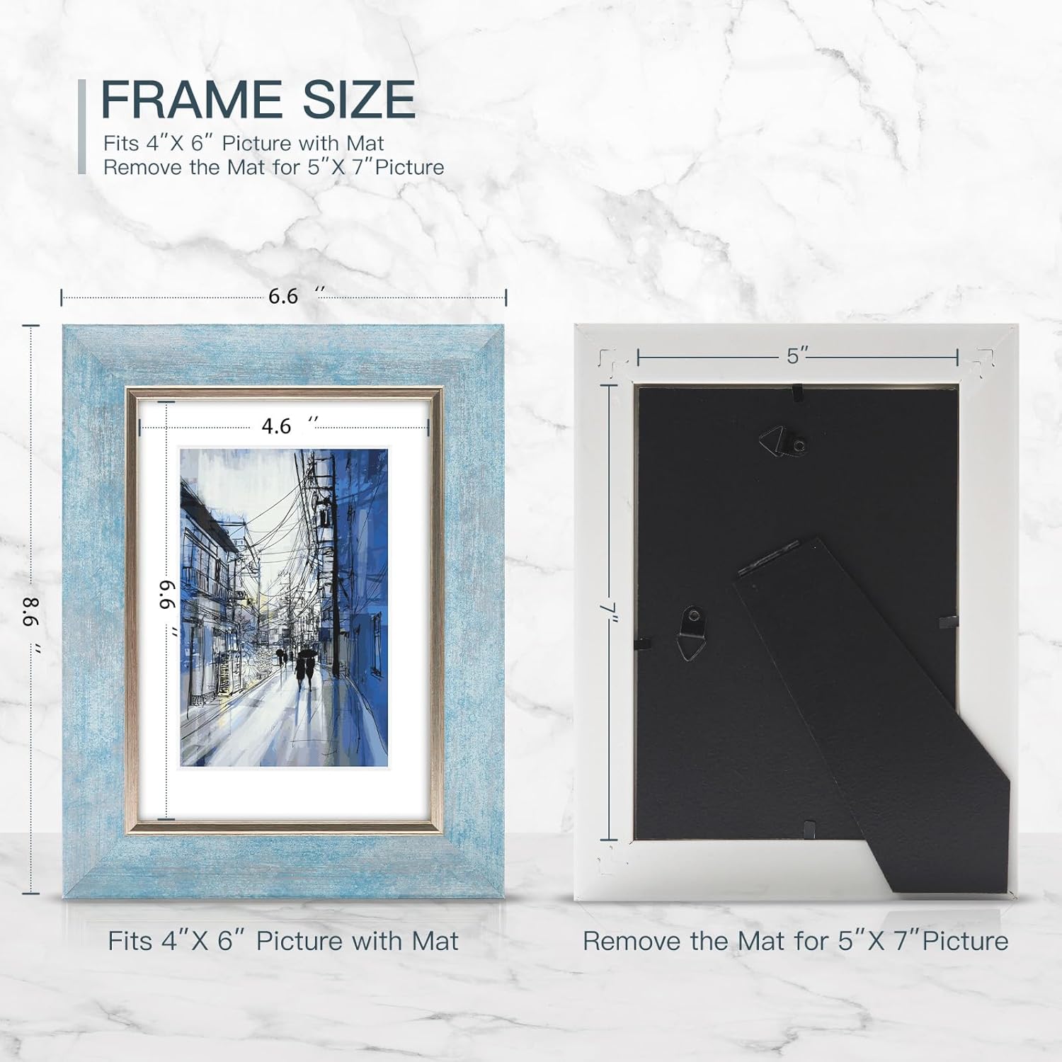Thumbnail 1 de 4 Pack 7x5 Picture Frames with Matted 4x6 and 5x7 Display – Wood Grain Farmhouse Rustic Frames