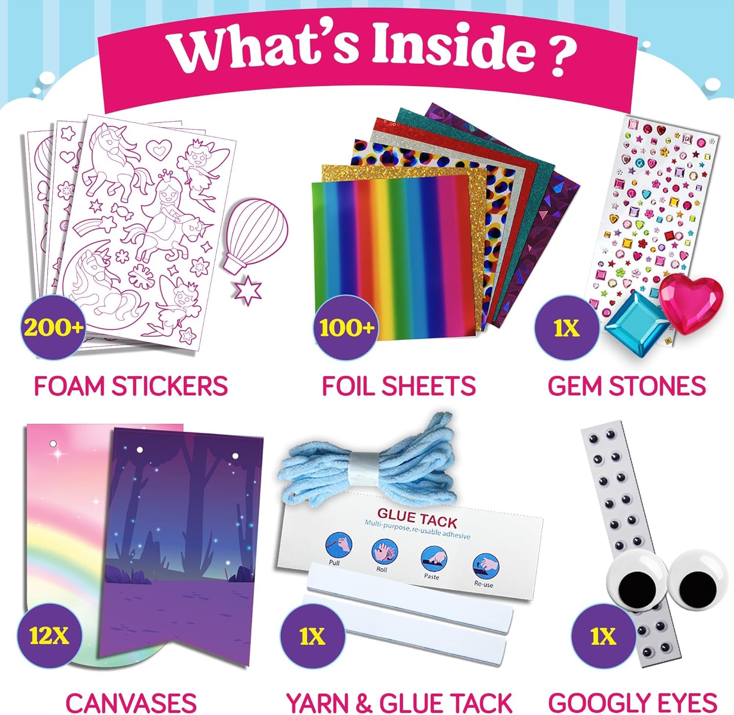 Thumbnail 1 de Funcils Foil Art Craft – Unicorn & Princess Sticker Activity Kit