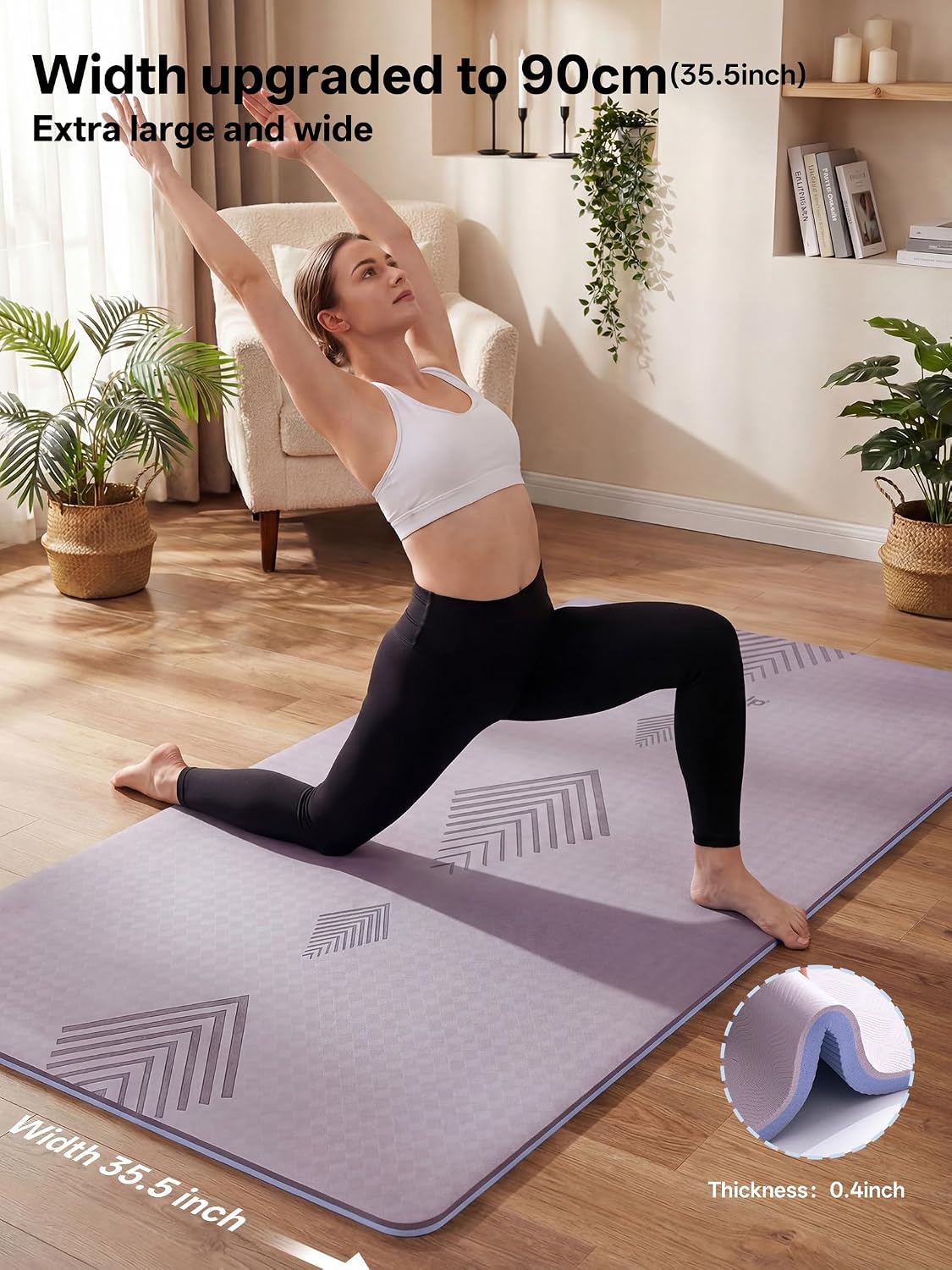 Detalle de EASEUP Large Yoga Mat, 73 × 35.5 in, 10 mm Thick TPE