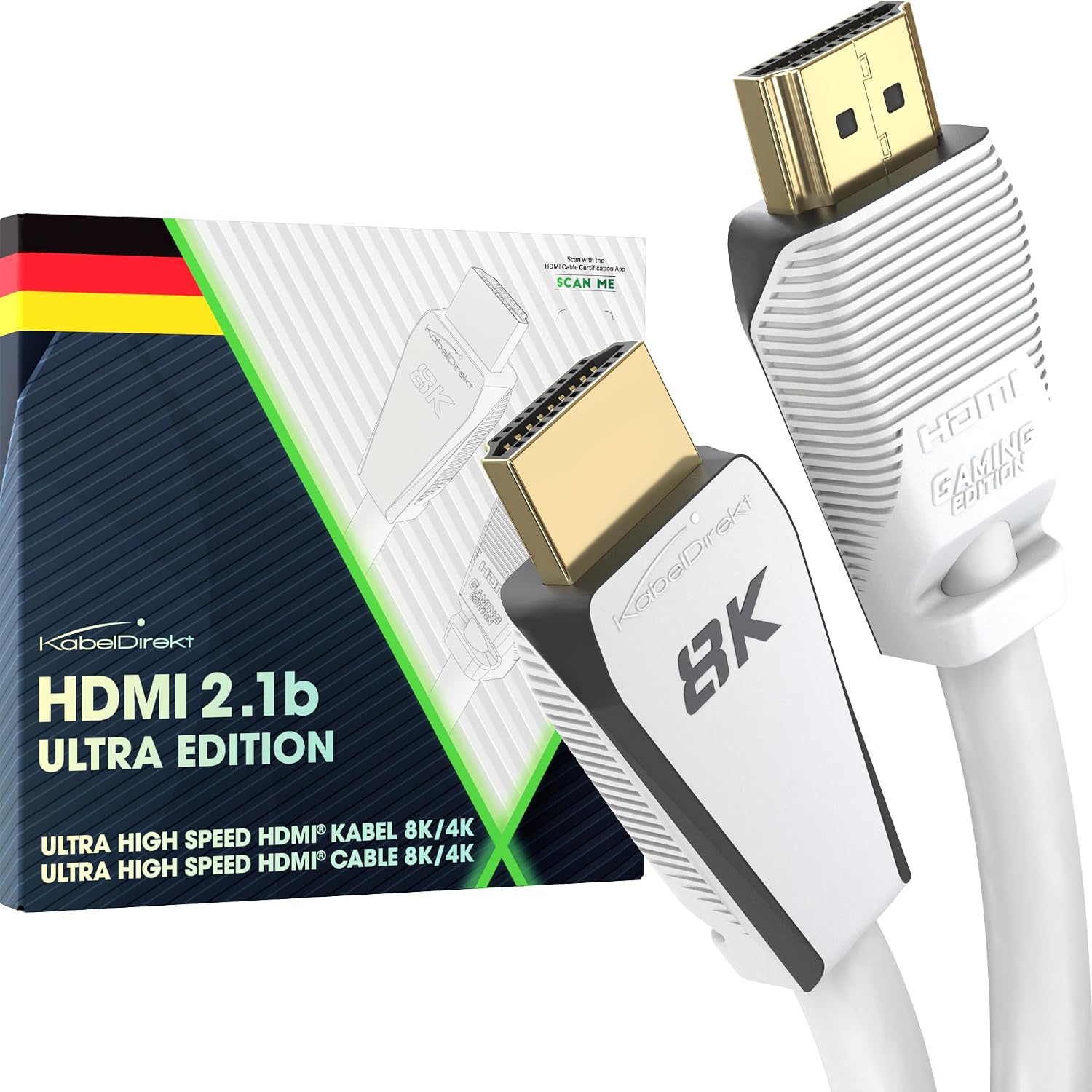 Thumbnail 6 de KabelDirekt HDMI 2.1b Ultra High Speed – 3 m, grün, zertifiziertes 8K/144 Hz Kabel für Gaming und Profi-Anwendungen