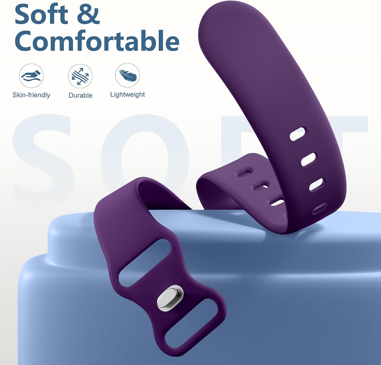 Detalle de DaQin Soft Silicone Band for Apple Watch — 44–49mm, Purple