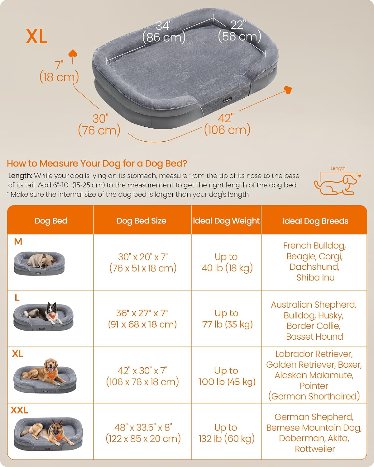 Thumbnail 5 de Feandrea PGW283G01 orthopaedic dog bed 106x76cm