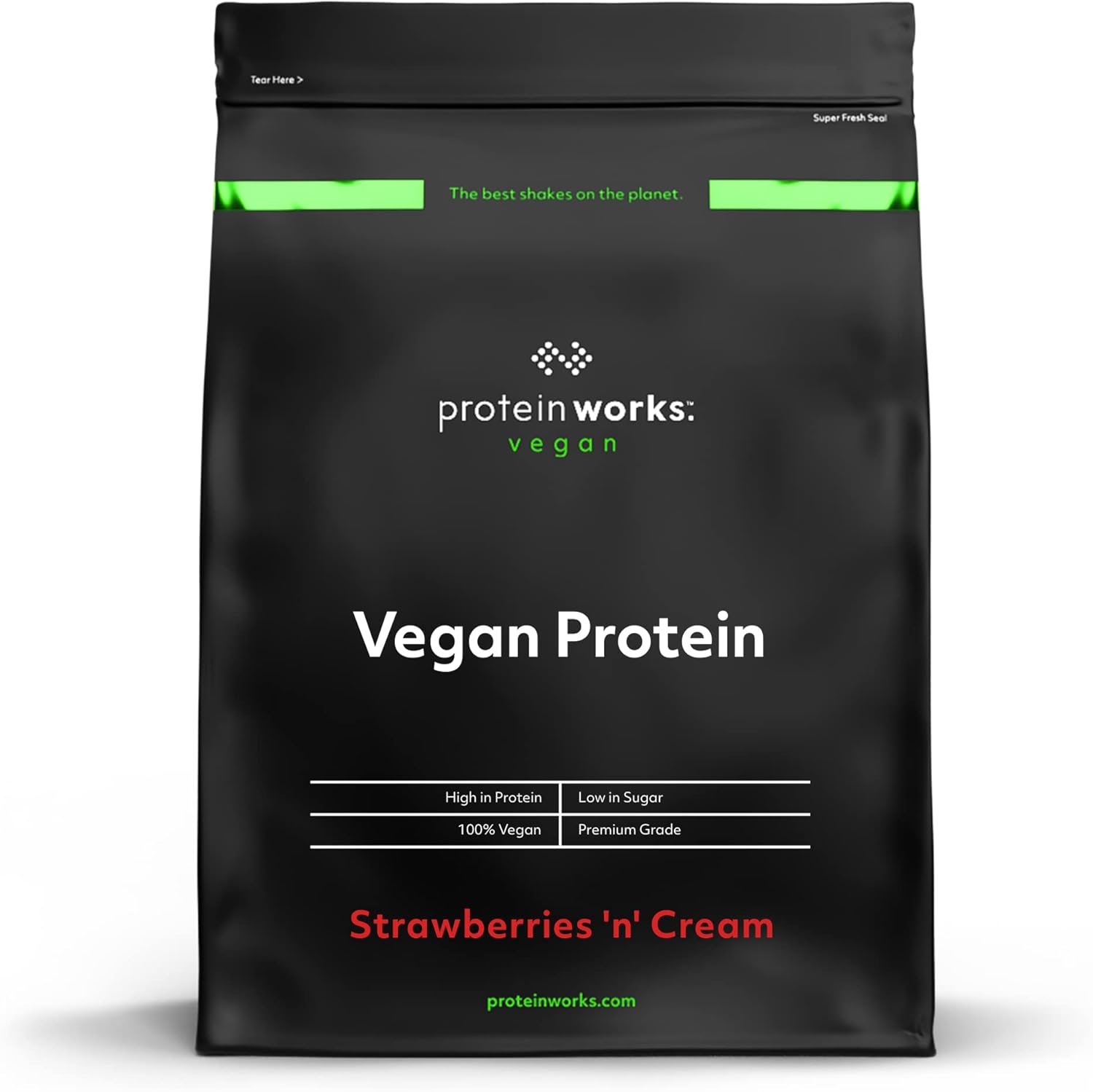 Detalle 2 de THE PROTEIN WORKS Proteína Vegana fresa con nata 1 kg