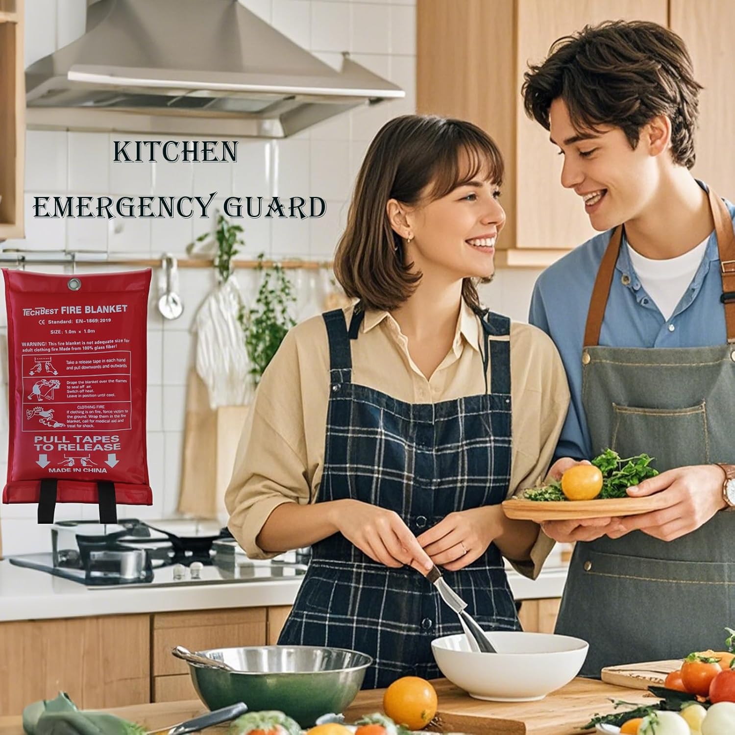 Thumbnail 4 de TechBest Löschdecke Küche Feuerlöschdecke (160 x 180) aus Glasfaser, DIN EN 1869:2019