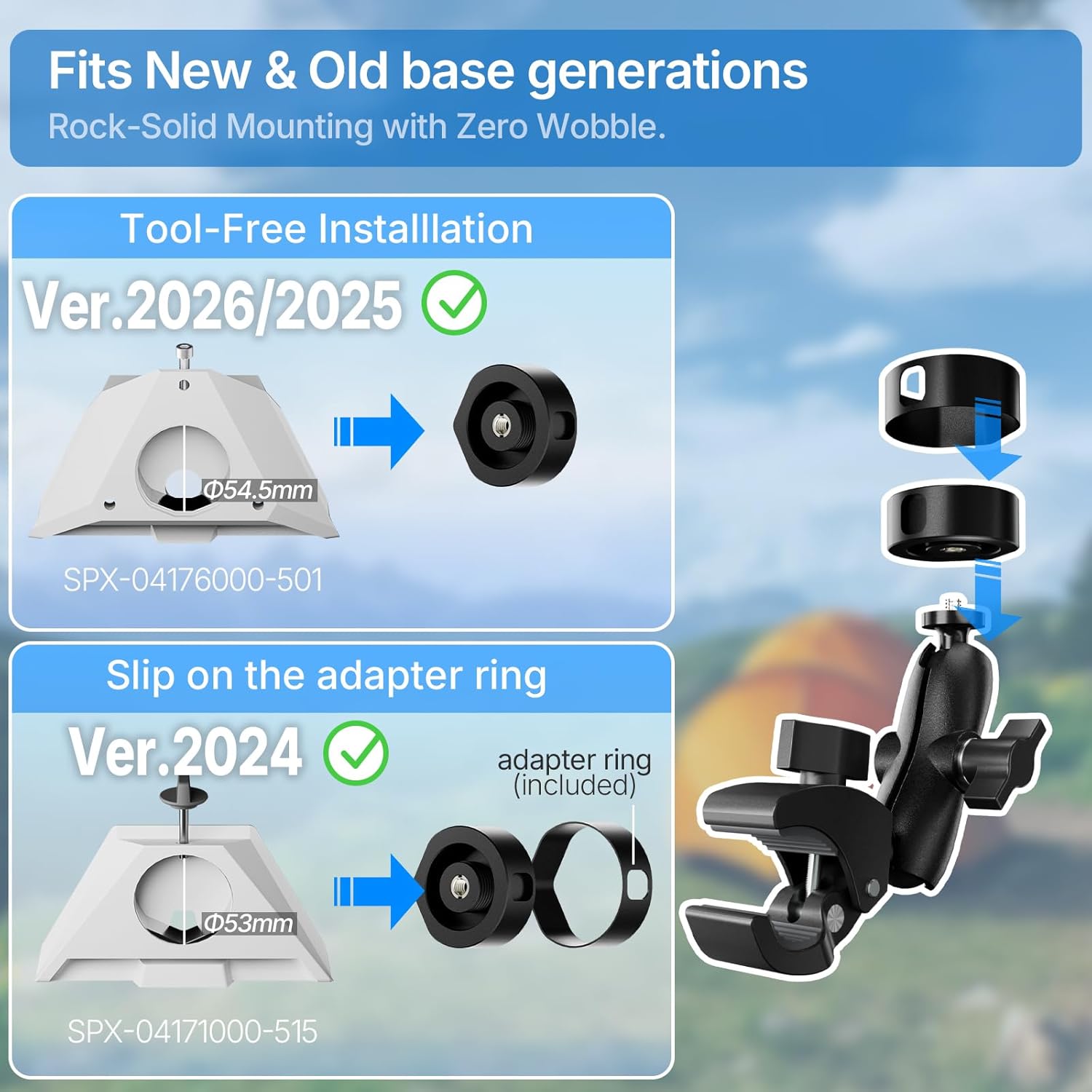 Thumbnail 1 de FIUTY Starlink Mini Clamp Mount 2-in-1: Versatile 2024–2026 Adapter Kit for RVs, Boats, and More