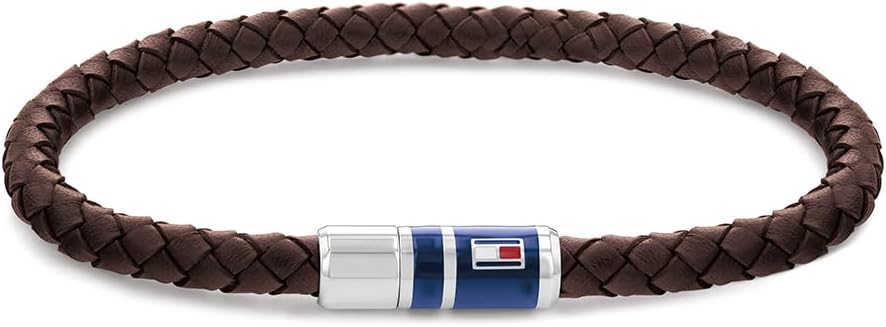 Detalle de Tommy Hilfiger Jewelry Geflochtenes Lederarmband – Herren, Magnetverschluss, 19 cm