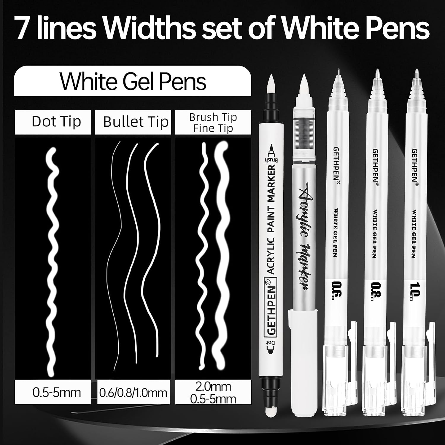 Thumbnail 2 de GETHPEN White Gel Pen Set, 7-Pack
