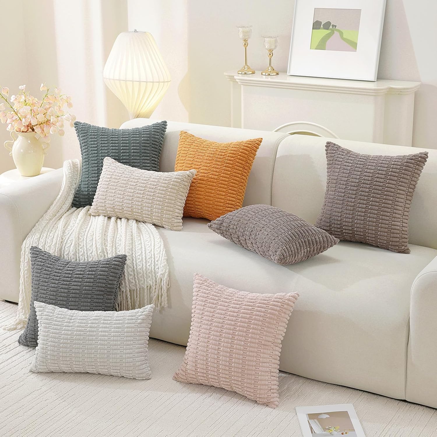 Thumbnail 1 de CYCMACO Lot de 2 Housses Coussin Velours 50x50 kaki – douceur et simplicité d’entretien