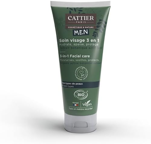 Detalle de Cattier Homme Soin Visage 3 en 1 Bio – 50 ml pour tous types de peaux