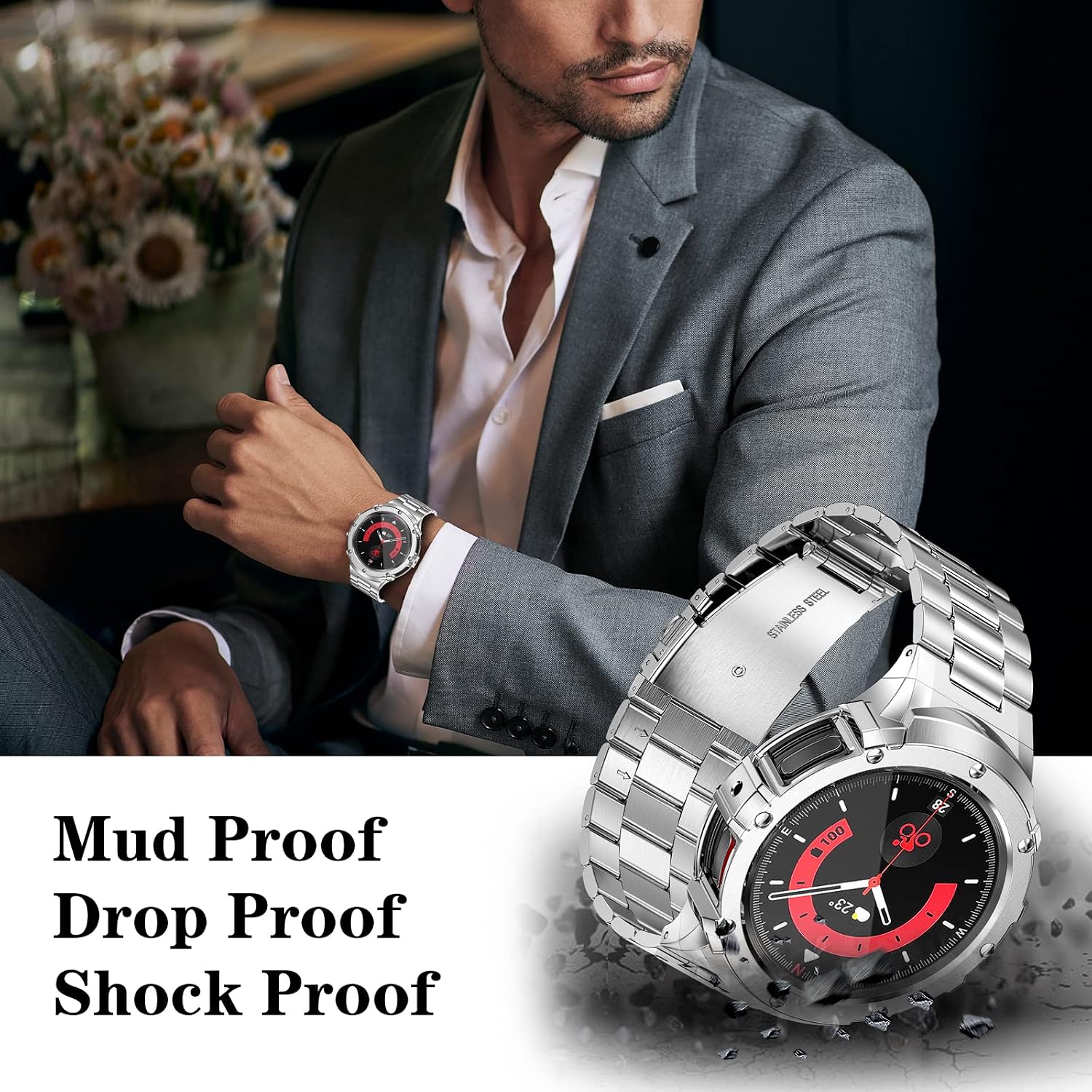 Thumbnail 4 de SUPLINK metal case & stainless steel strap for Samsung Galaxy Watch 6/5/4 and Watch 5 Pro/Ultra (44mm/45mm/47mm)