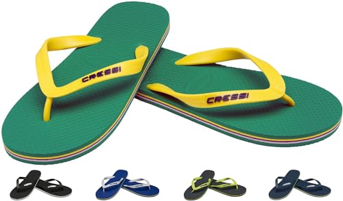 Detalle de Cressi Beach Flip Flops: infradito unisex per mare e piscina, verde/giallo, 35/36