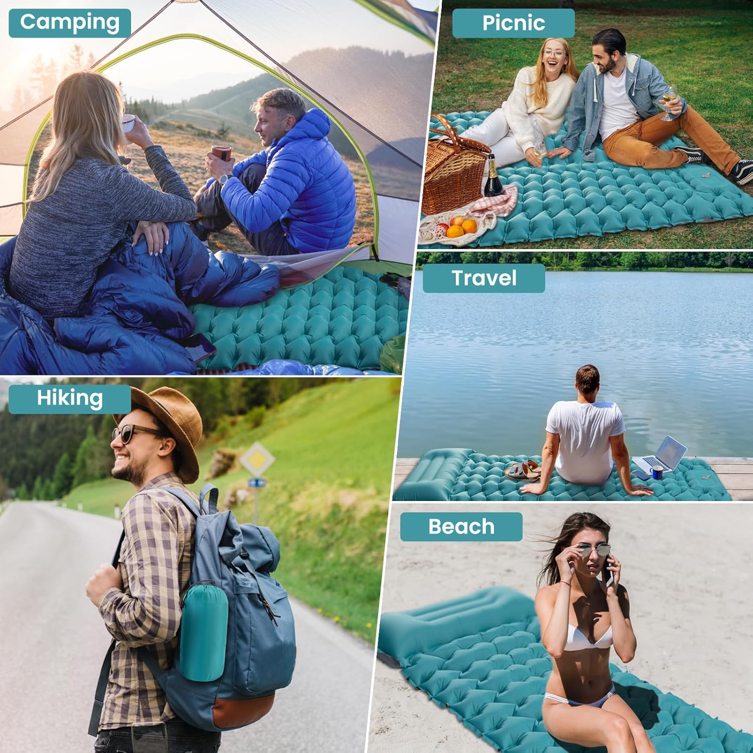 Detalle 1 de Satisure Camping Isomatte wasserdicht mit 50 Sekunden Pumpe