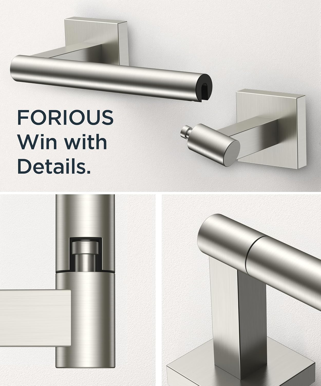 Detalle 1 de FORIOUS FF01124 Wall-Mount Toilet Paper Holder, Brushed Nickel SUS304 Steel