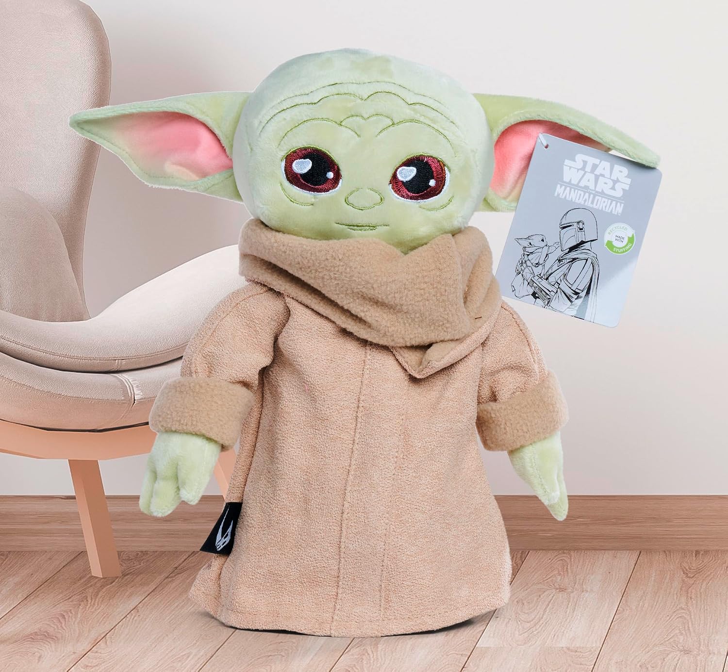 Thumbnail 1 de Simba Disney Mandalorian Grogu plyschfigur, 28 cm med brun mantel