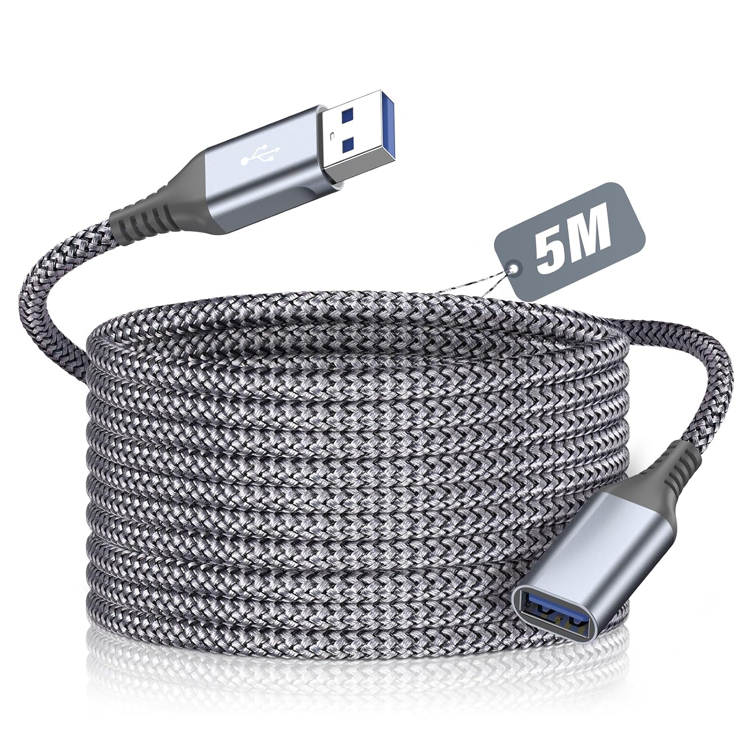 Detalle de AviBrex 5m USB 3.0 Extension Cable, USB-A Male to Female, Grey