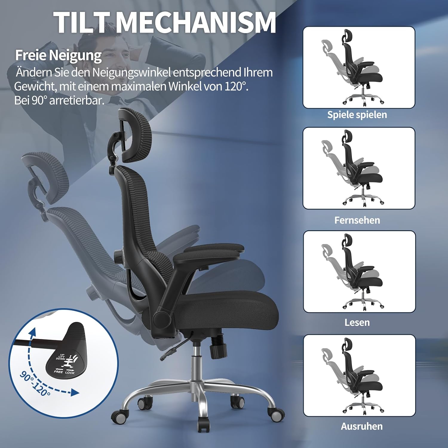 Thumbnail 3 de TRALT Bürostuhl Ergonomisch 150 kg 💺