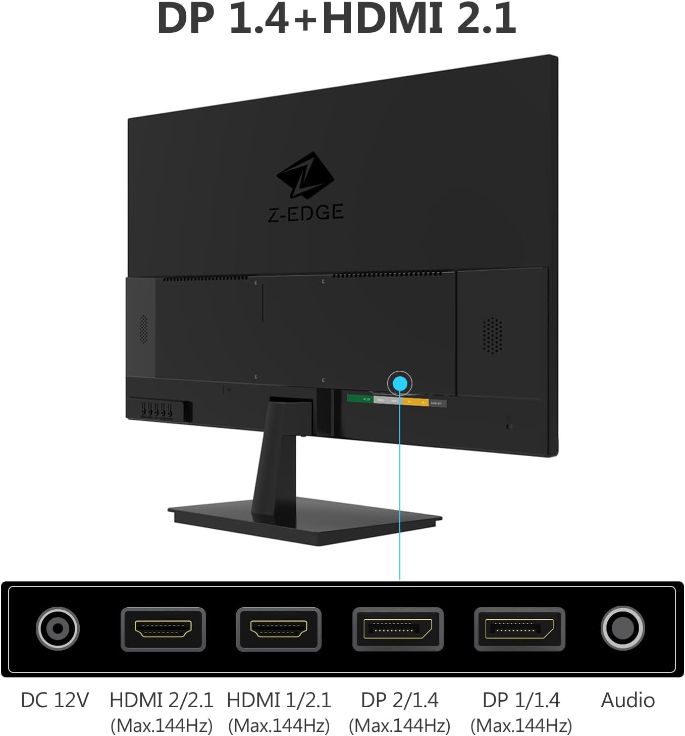 Detalle 2 de Z-Edge 28 Zoll 4K 144Hz Gaming Monitor – UHD IPS mit HDR10, FreeSync und HDMI 2.1