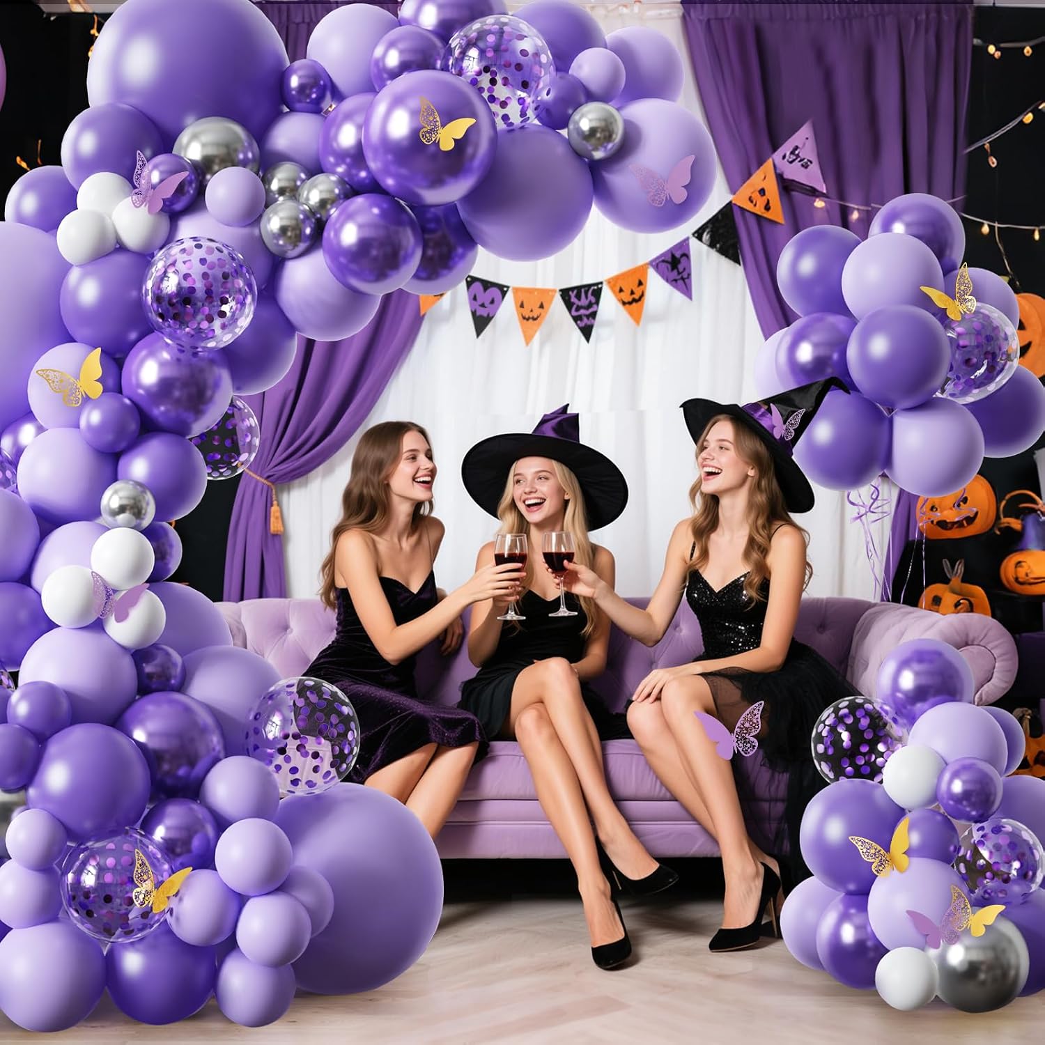 Thumbnail 4 de 155Pcs Purple Balloons Garland Arch Kit – Purple Birthday Decorations for Girl