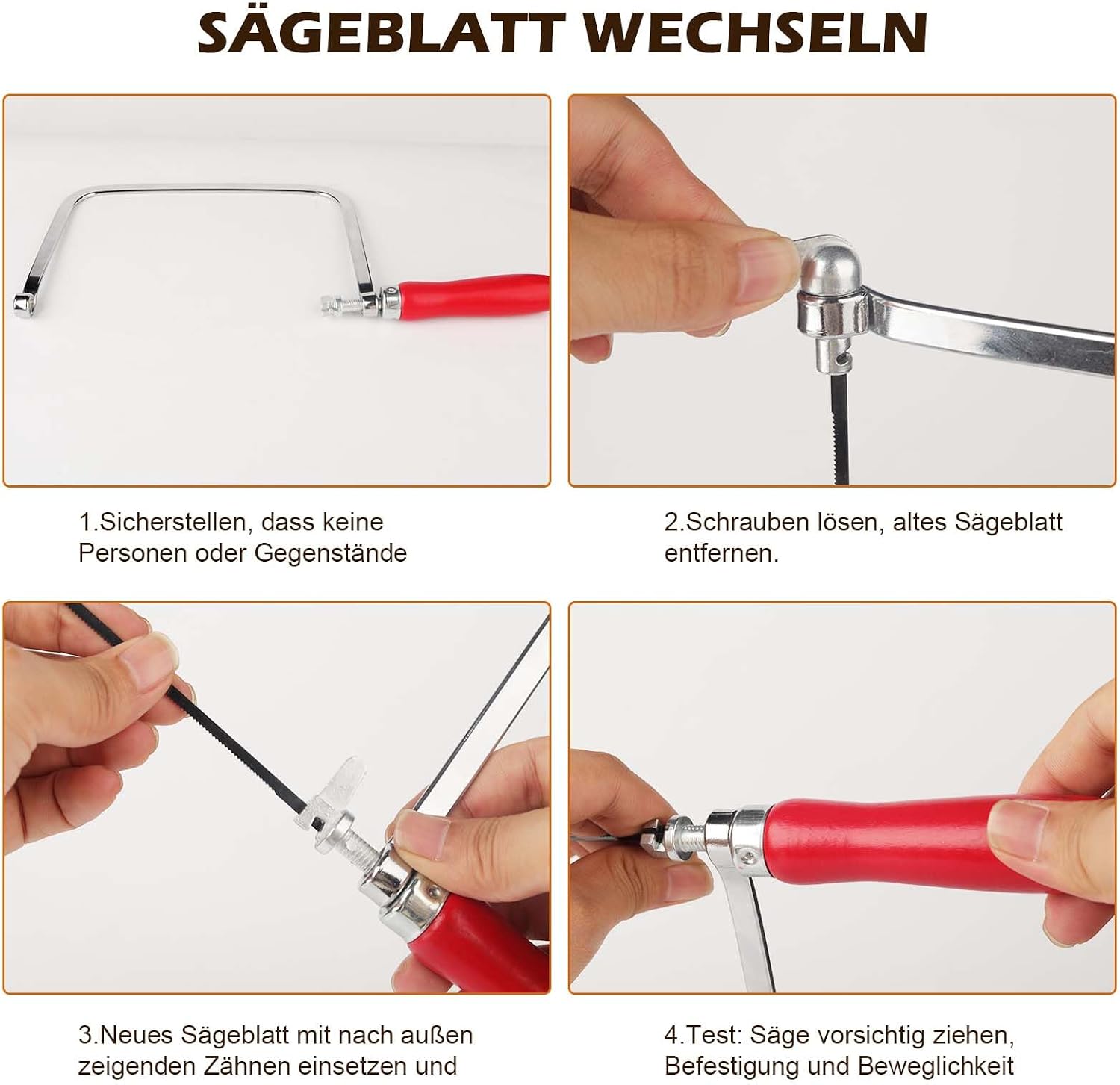 Thumbnail 6 de TINGTING Laubsäge Set einschließen: 7 Blätter + 1 Holzsäge, 360° drehbar – präzise Schnitte für Holz und Metall
