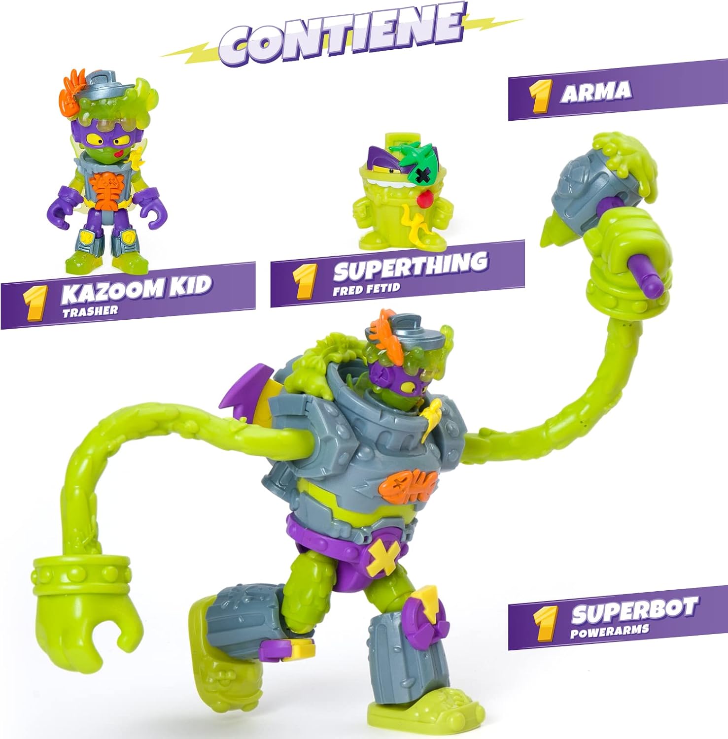 Thumbnail 2 de SUPERTHINGS Superbot Trasher 🤖 Robot Villano con Accesorios y Kazoom Kid