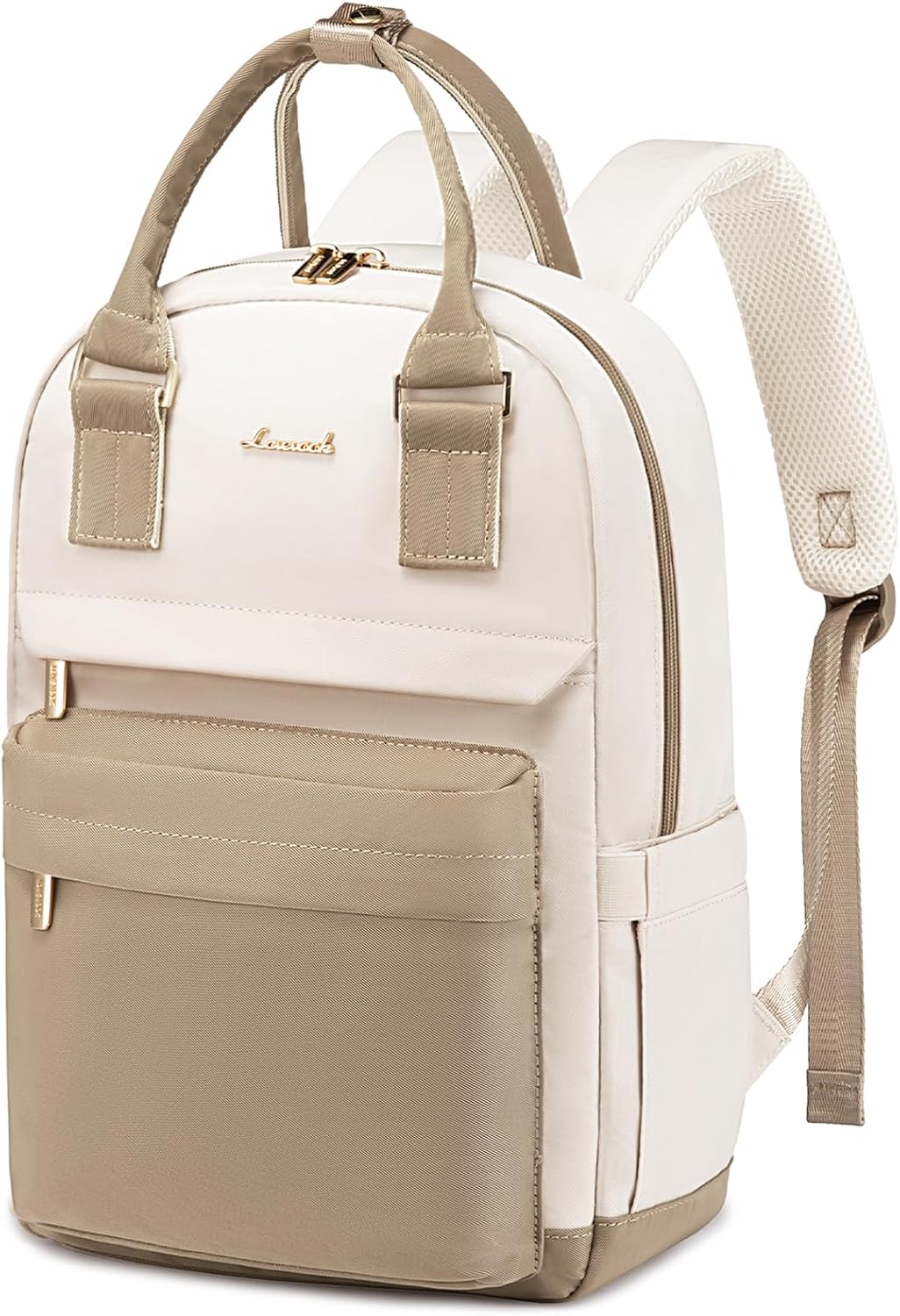 Detalle de LOVEVOOK Damen Rucksack Mittelgroß – 14 Zoll, wasserdicht, Khaki Beige