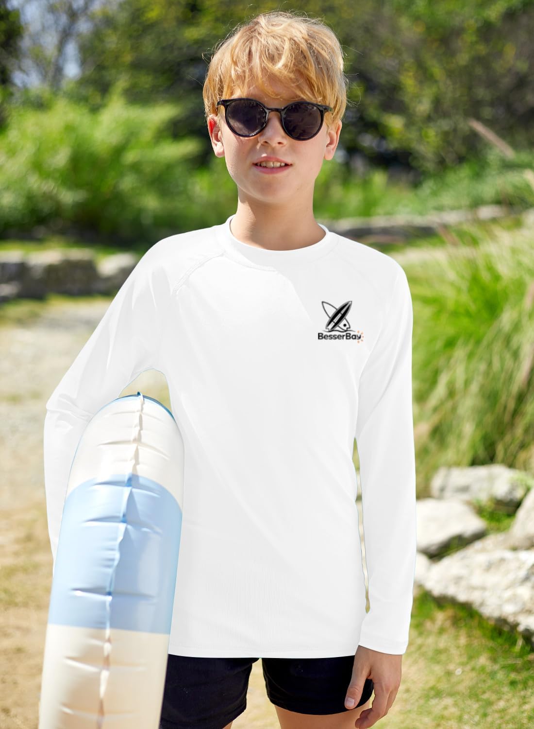 Detalle 2 de BesserBay Kinder UV Shirt UPF 50+ Langarm Rashguard 110-150 – Sonnenschutz & Bewegungsfreiheit