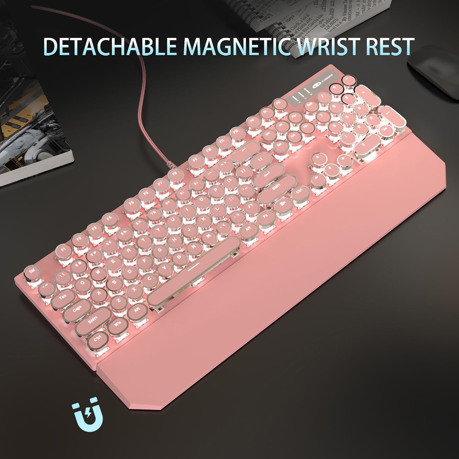 Thumbnail 5 de Camiysn CPKJXFBPINK527 Typewriter-Style Keyboard, 104 Blue-Switch Keys, White Backlight