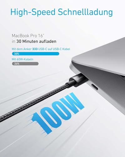 Detalle de Anker 100W USB-C auf USB-C Kabel PD 3.0 – 2er-Pack, 1,8 m