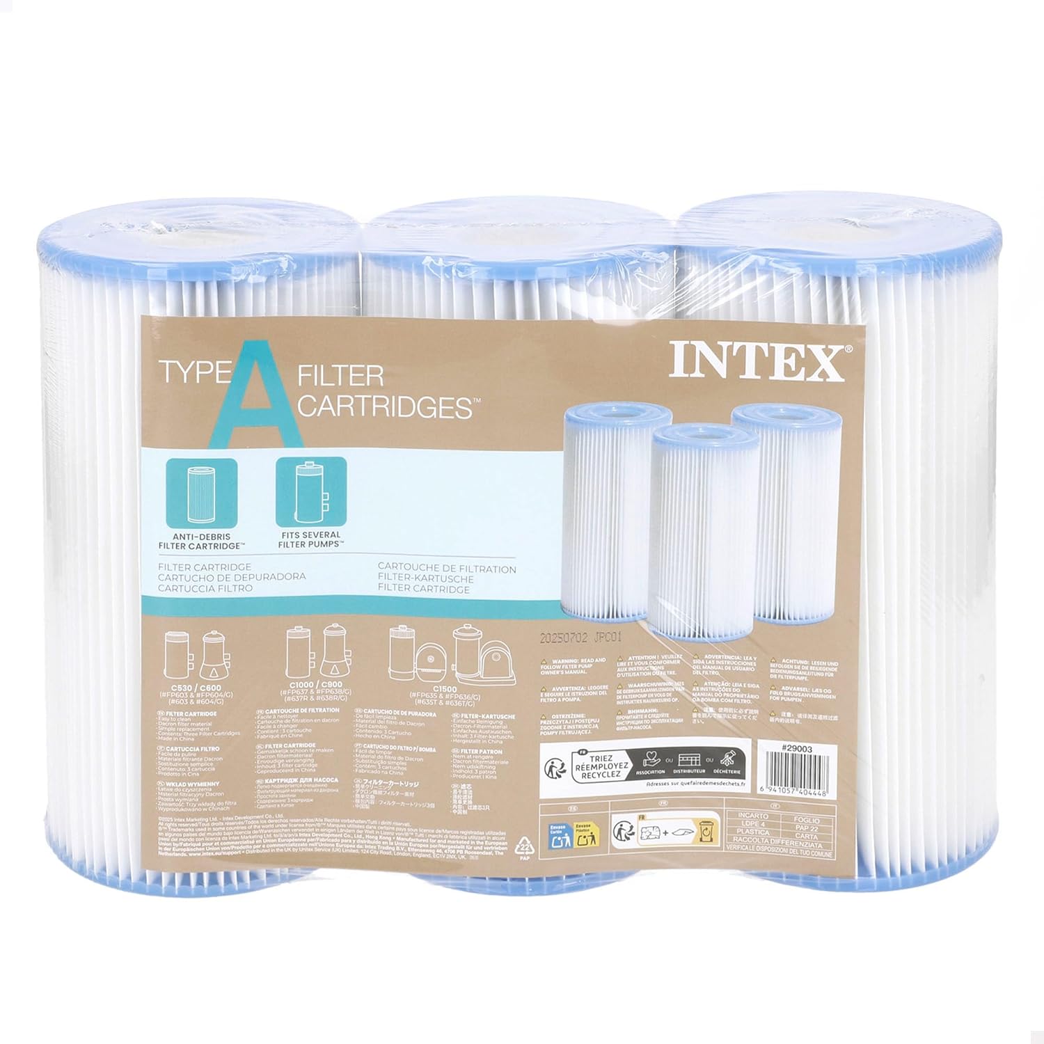 Intex 29003-PACK 3 Cartuchos Filtro Tipo A