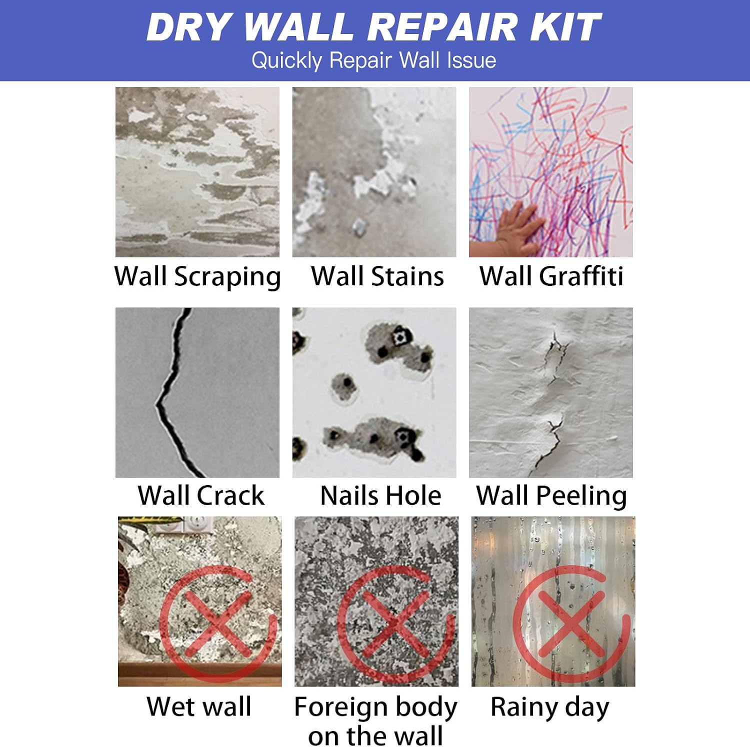Thumbnail 3 de SEISSO 2 Pcs 500g Wall Filler Kit: witte muurvuller voor scheuren en gaatjes