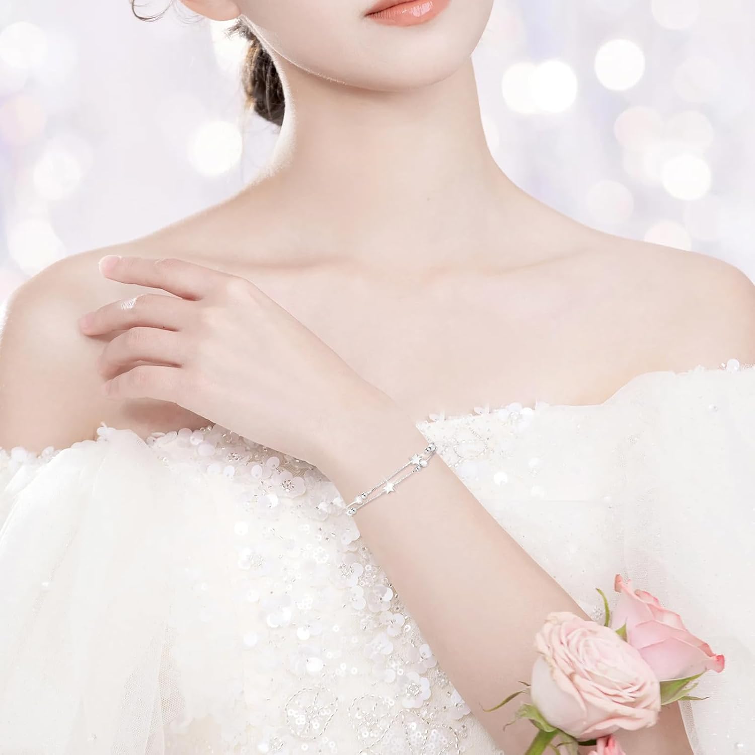 Thumbnail 5 de CheersLife Bracelet 925 argent étoiles perles