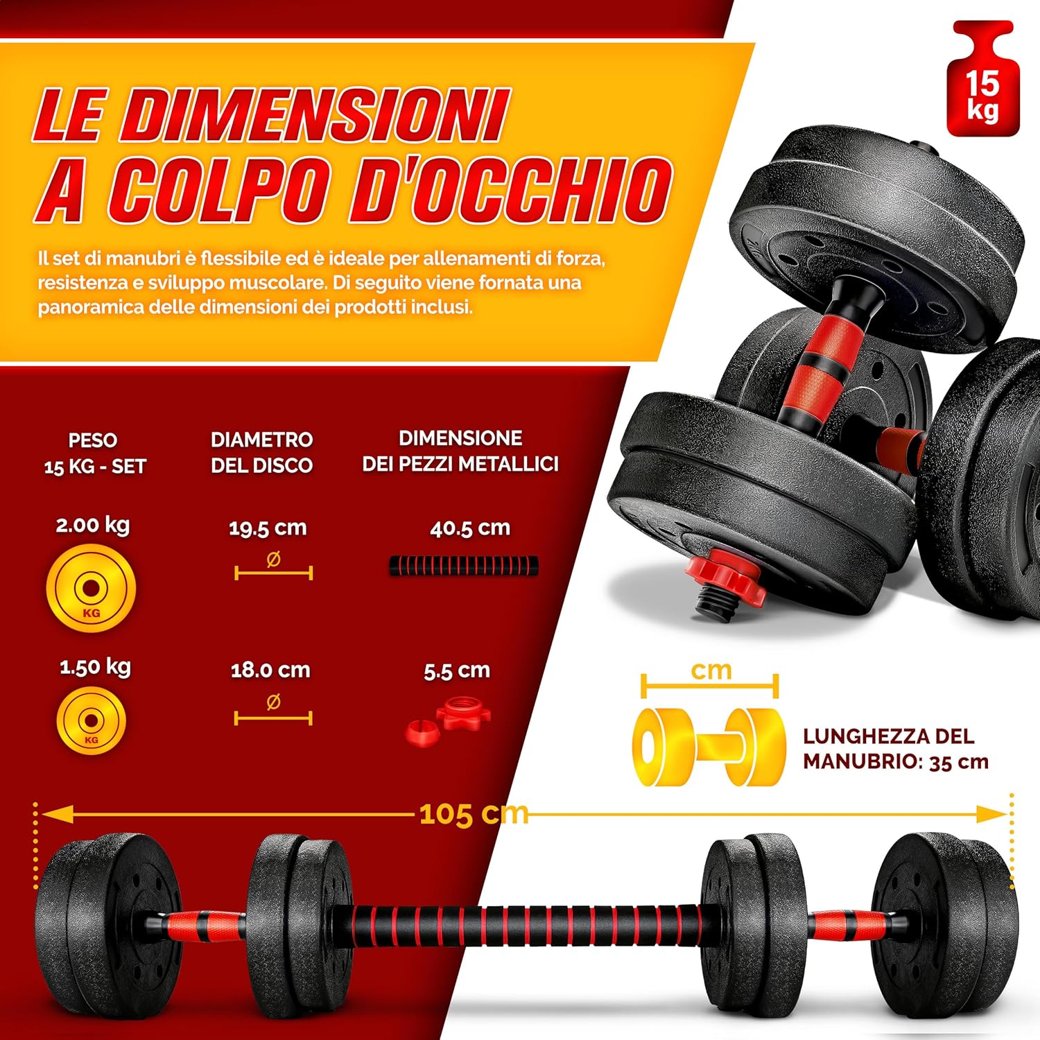 Thumbnail 3 de RE:SPORT Set di manubri 2 in 1 15-40 kg – Manubri regolabili con raccordo da 300 mm