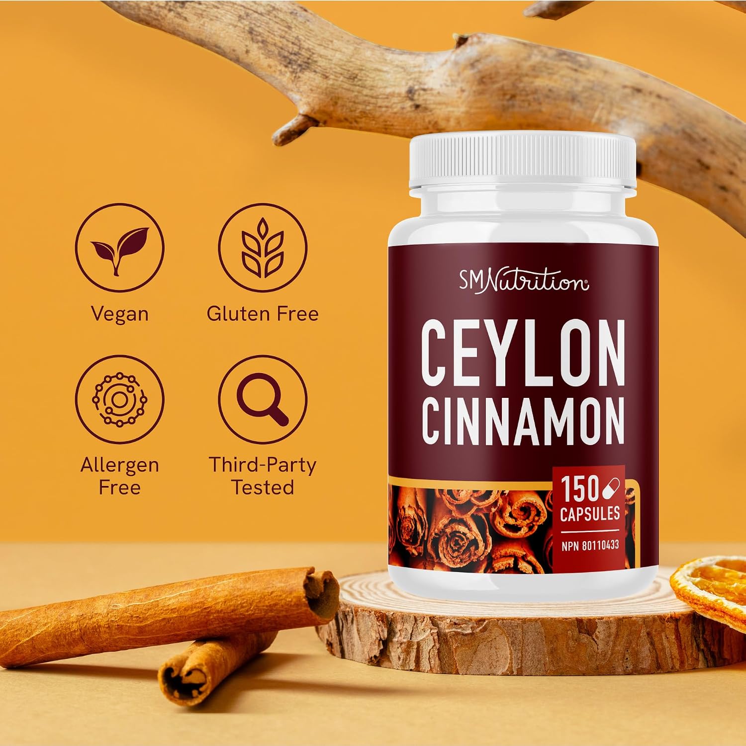 Thumbnail 6 de SMNutrition Organic Ceylon Cinnamon Capsules, 1,200 mg per Serving, 150 Count