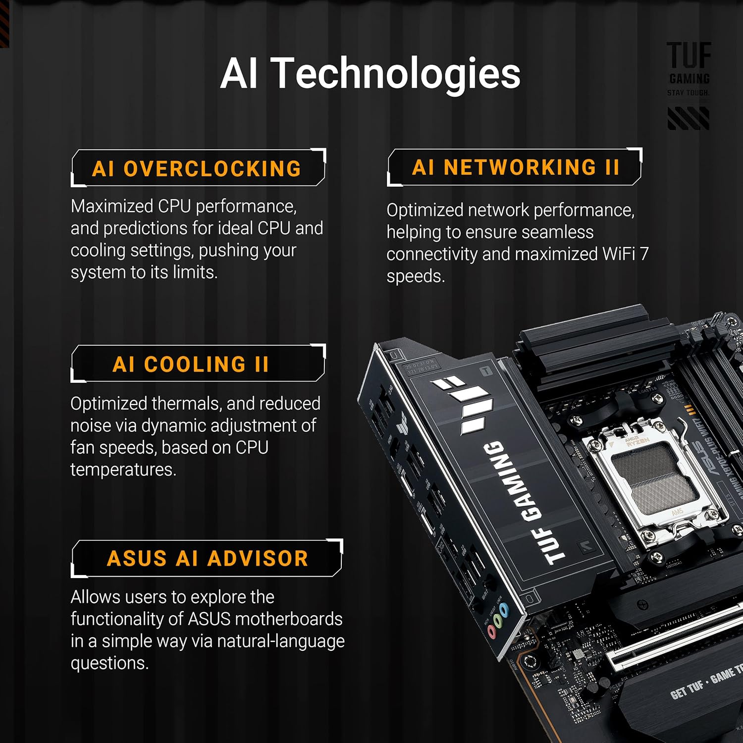 Detalle de ASUS TUF Gaming X870E-PLUS WiFi7 (AMD X870E) Socket AM5 – carte mère ATX