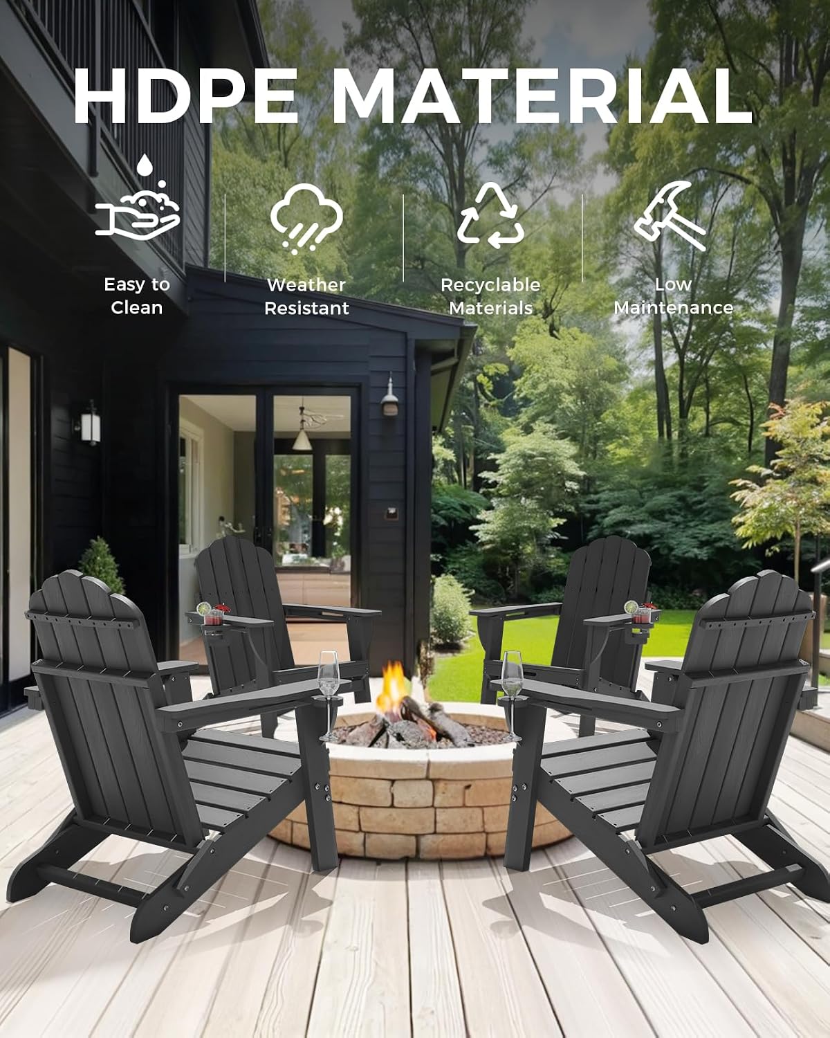 Thumbnail 6 de Eesdom 3212db48-d81b-42b5-8cac-7568cfb68160 Folding Adirondack Chairs, Set of 4