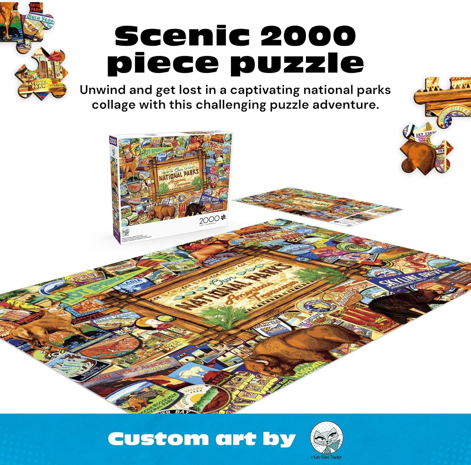 Detalle de Buffalo Games Kate Ward Thacker Our National Parks Collage 2000-Piece Jigsaw Puzzle (38.50 x 26.50)