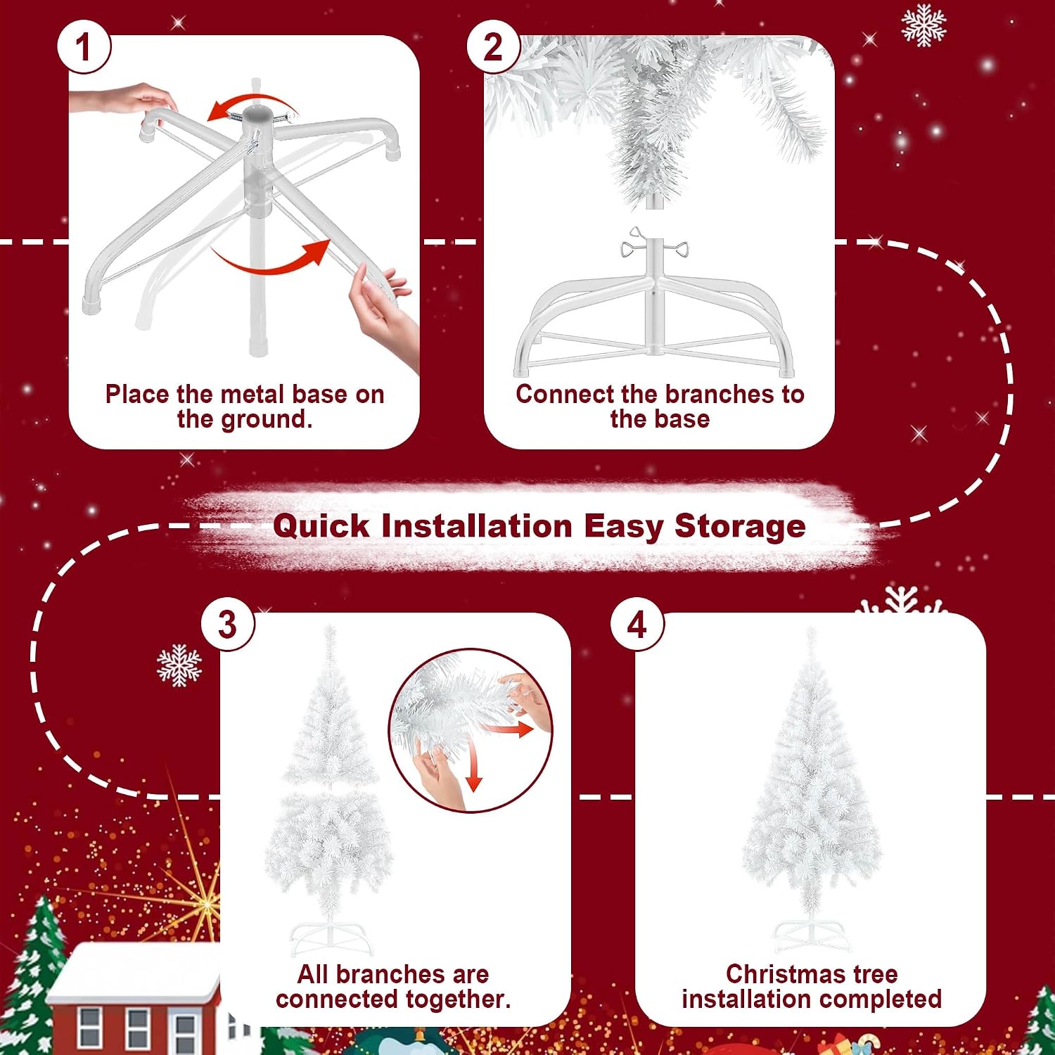 Detalle de UISEBRT HKDY-UIS-(SD00210) Artificial Christmas Tree with Stand, PVC