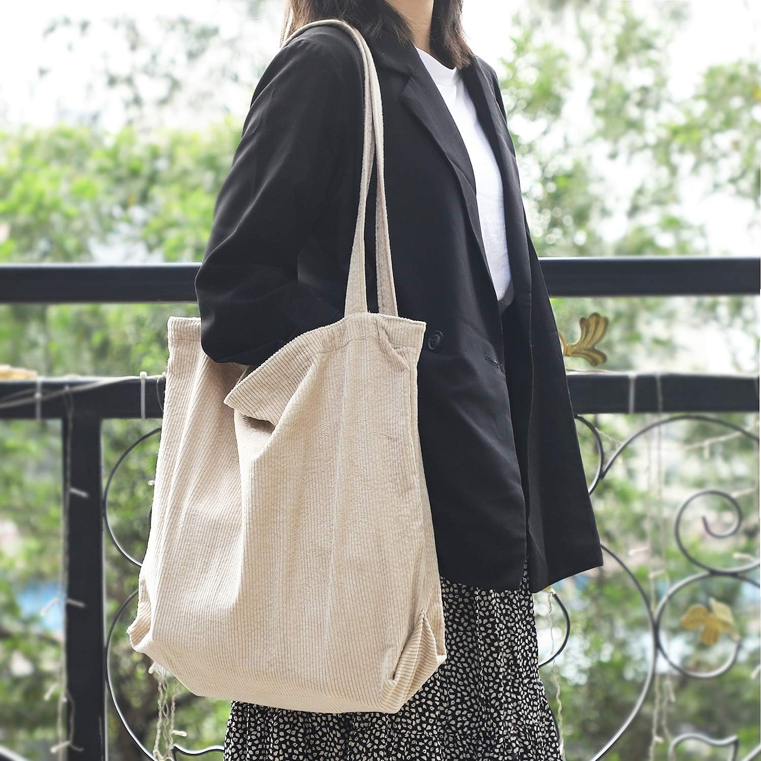 Thumbnail 2 de Etercycle Umhängetasche Damen (Beige) – große Kapazität im Cord-Look für Alltag, Büro & Schule