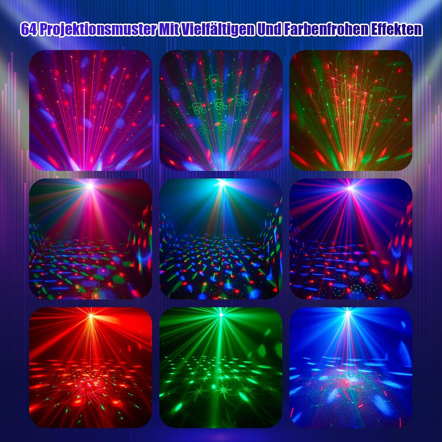 Thumbnail 1 de Vicalo 4 in 1 Disco Partylicht mit Discokugel – RGB LED Par Strahler für Hauspartys, Clubs und Events