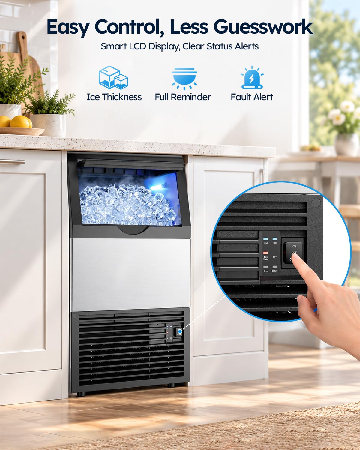Detalle de Mojgar Commercial Ice Maker, 33 lb ice bin