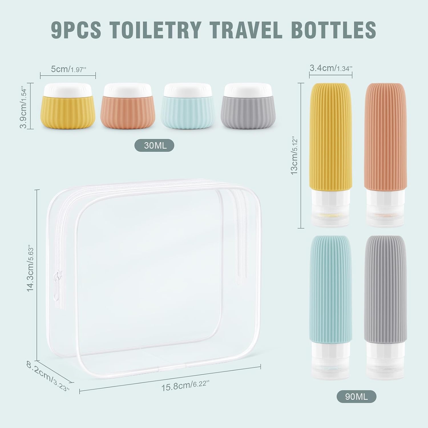 Thumbnail 5 de Maoweni Travel Bottles for Toiletries – 9 Pack Silicone Set (Summer Candy)