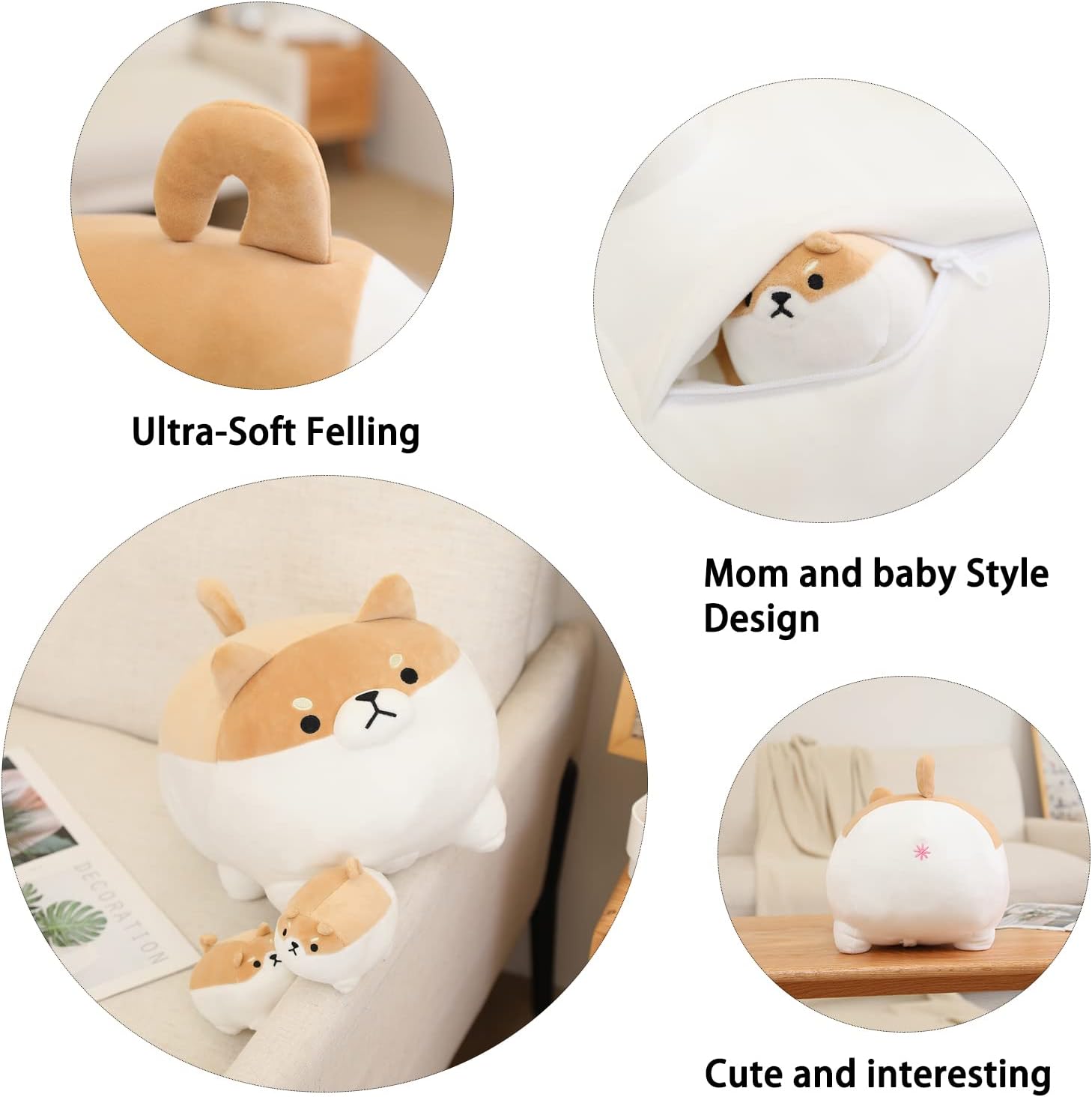 Detalle de Stuffed Shiba Inu plush with 4 baby