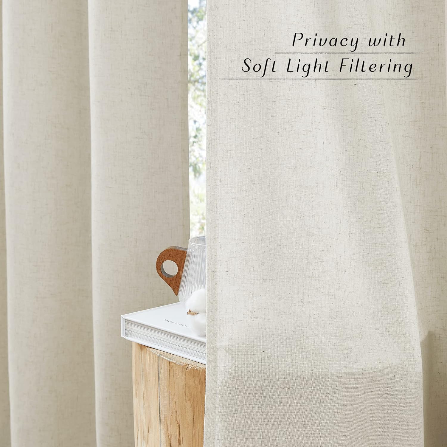 Thumbnail 6 de PONY DANCE Tende Semitrasparenti per Interni in Lino Beige – 2 pezzi, L 140 x A 245 cm