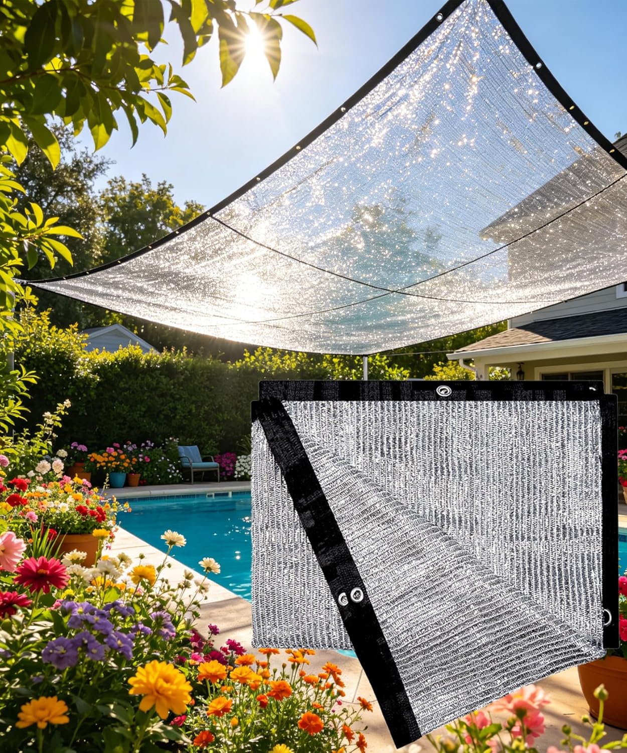 Thumbnail 2 de Aluminet Shade Cloth 4m x 4.9m – Reflective Sun Block Mesh for Garden, Patio and More