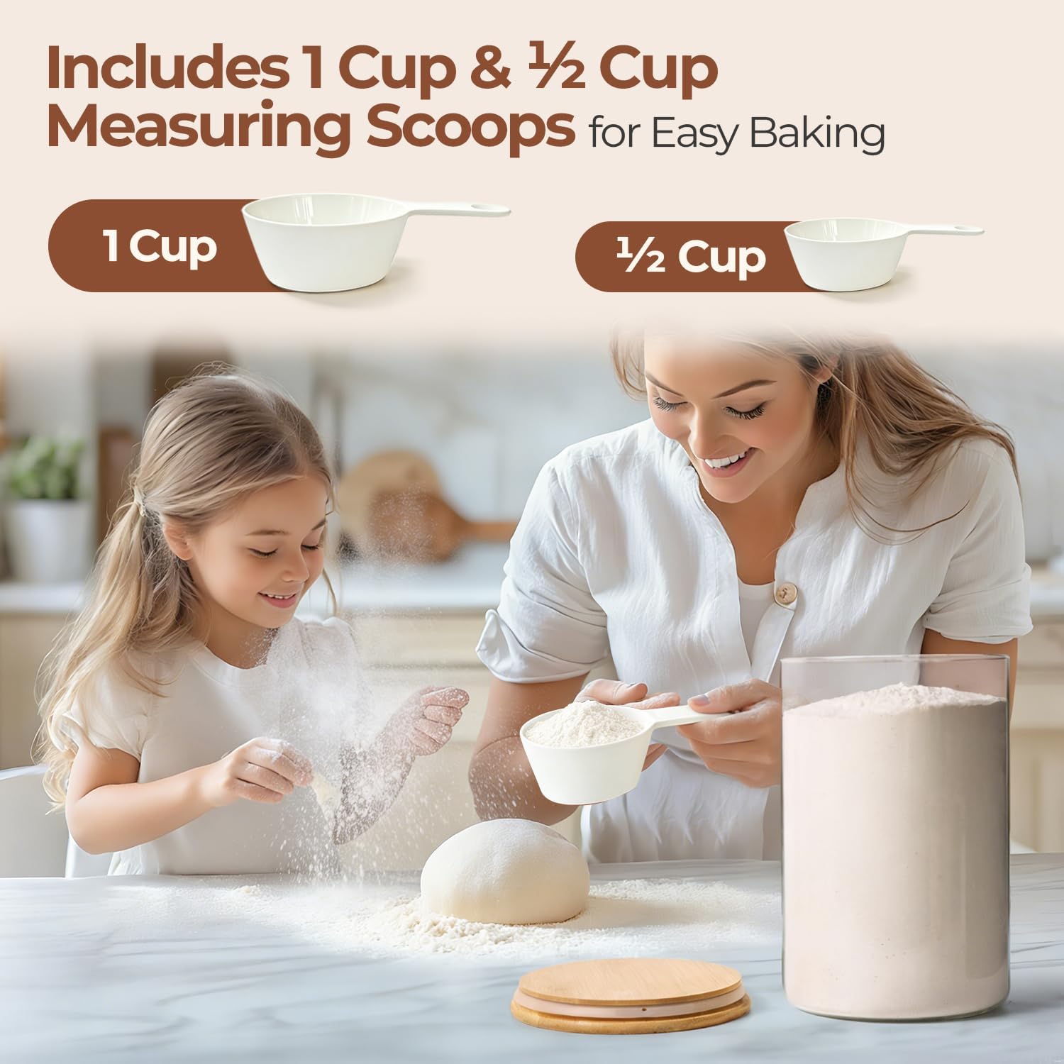 Thumbnail 5 de ComSaf 2Pcs Large Glass Storage Containers with Lids (4Qt / 1 Gallon Wide Mouth) for Pantry Organization