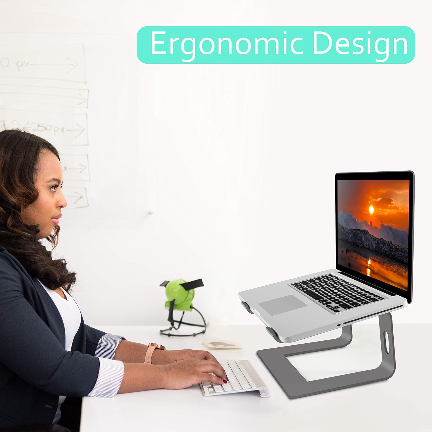 Thumbnail 6 de Orionstar aluminium laptop stand for desk (10–15.6 inch), ergonomic riser with detachable holder, grey