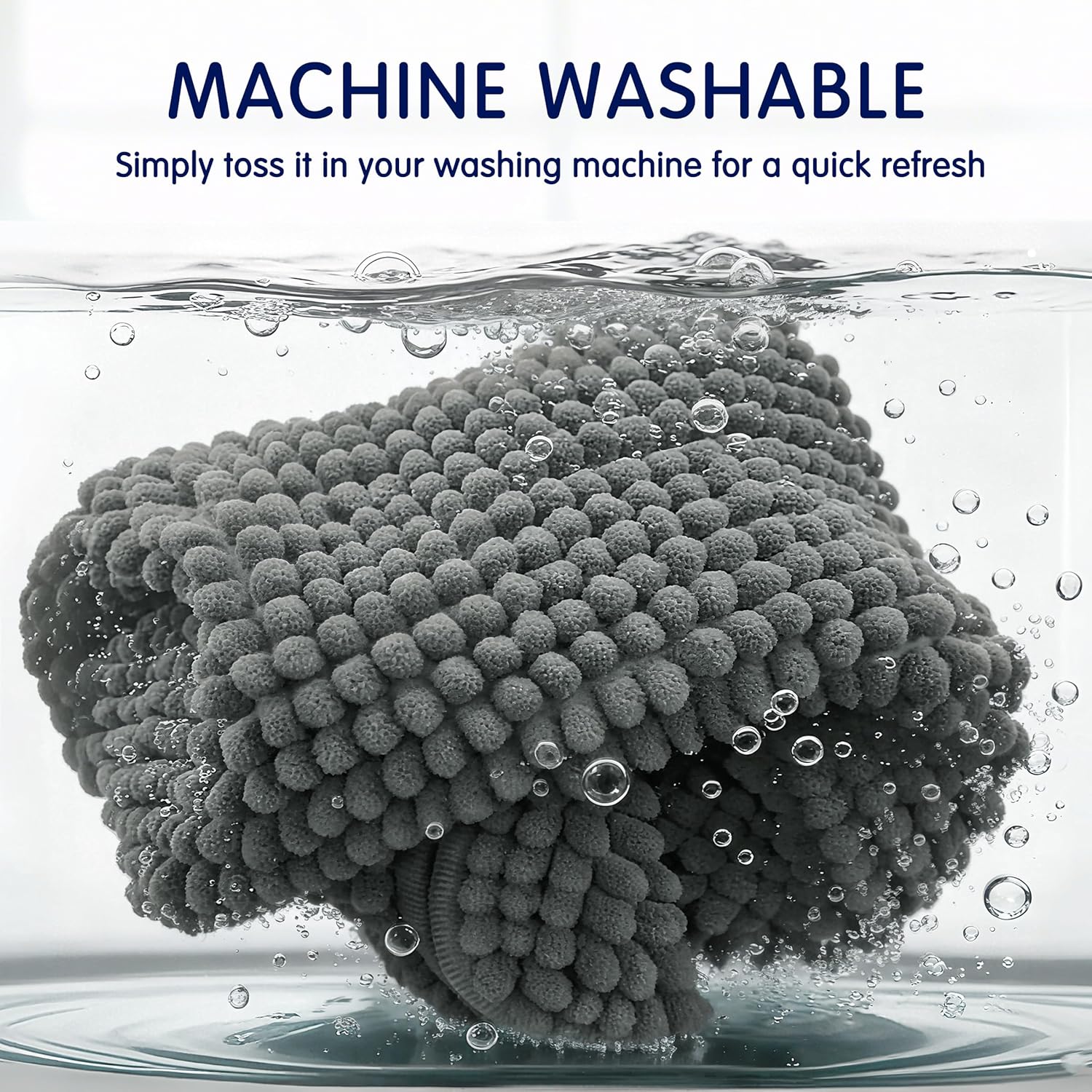 Thumbnail 4 de SUBRTEX 24" x 60" Chenille Bath Rug: Soft, Highly Absorbent, and Machine Washable in Gray