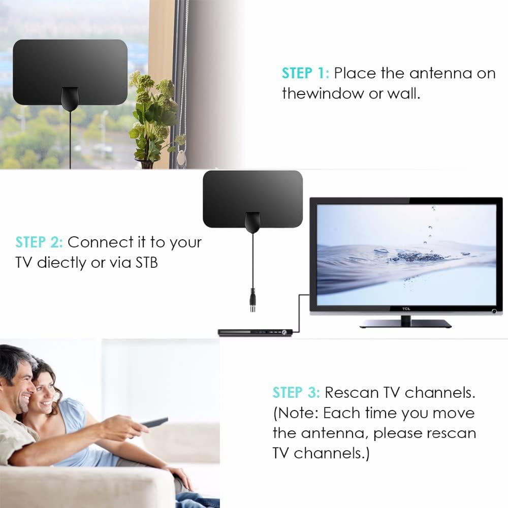 Detalle 2 de TV Aerial Newest 50 Miles DVB‑T2 indoor aerial