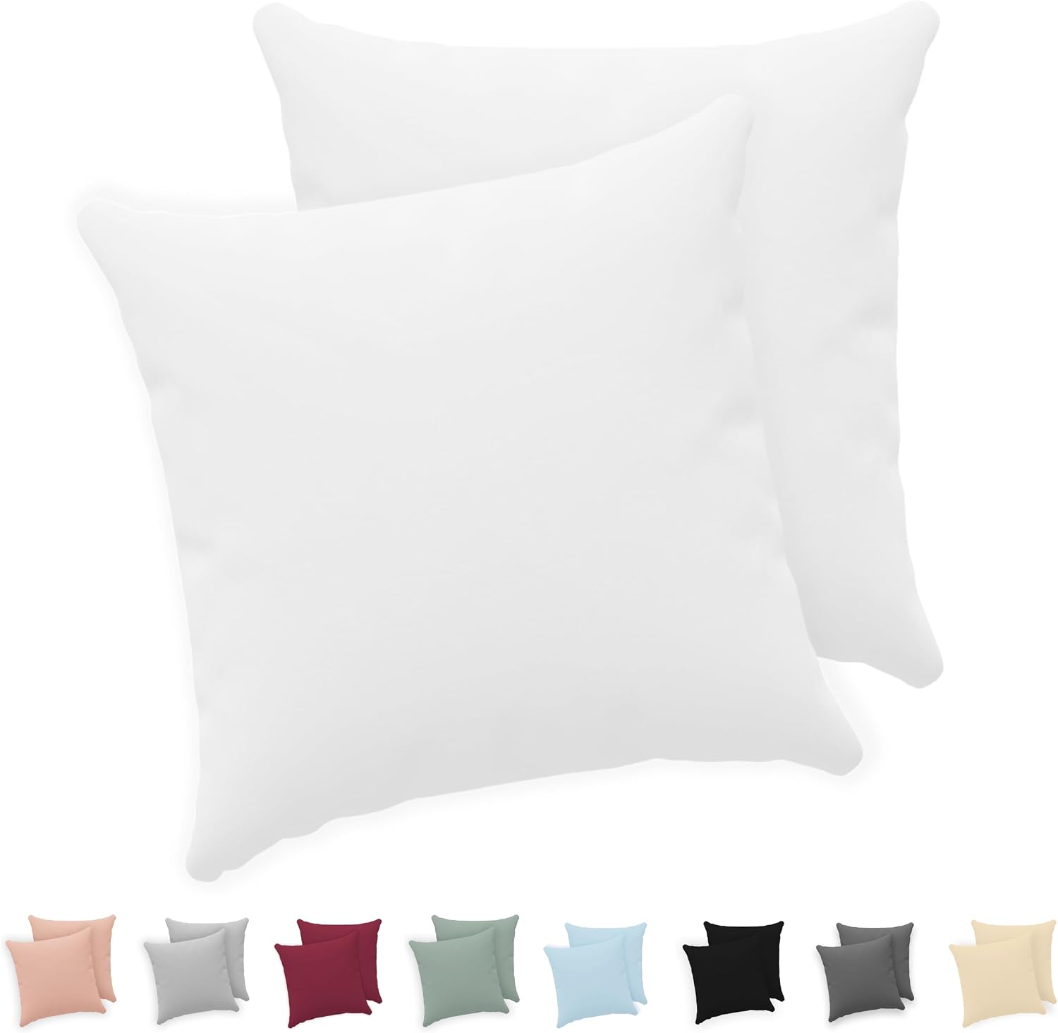 Detalle de Twinzen Taie Oreiller 65x65 (Lot de 2) – 100% Coton Jersey 150 GSM, fermeture éclair, certifiée Oeko-Tex