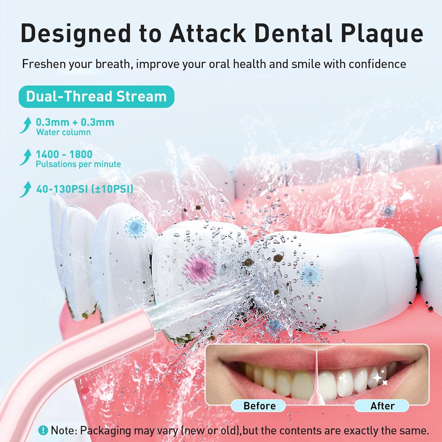 Thumbnail 1 de COSLUS Water Dental Flosser Teeth Pick C20 Portable Cordless Irrigator (Pink) with 300ml Tank